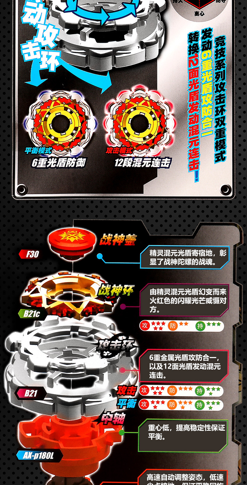 奥迪双钻飓风战魂陀螺玩具战斗王竞技爆裂巨拳混元光盾男孩儿童斗战圣