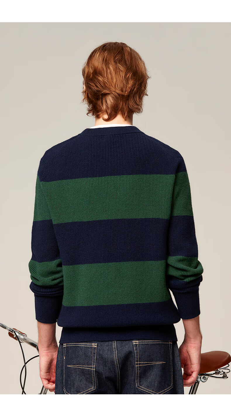 HAZZYS Men's Colorblock Striped Wool Sweater ABYZD0BDI28 Ivory IV 180/100A50 5