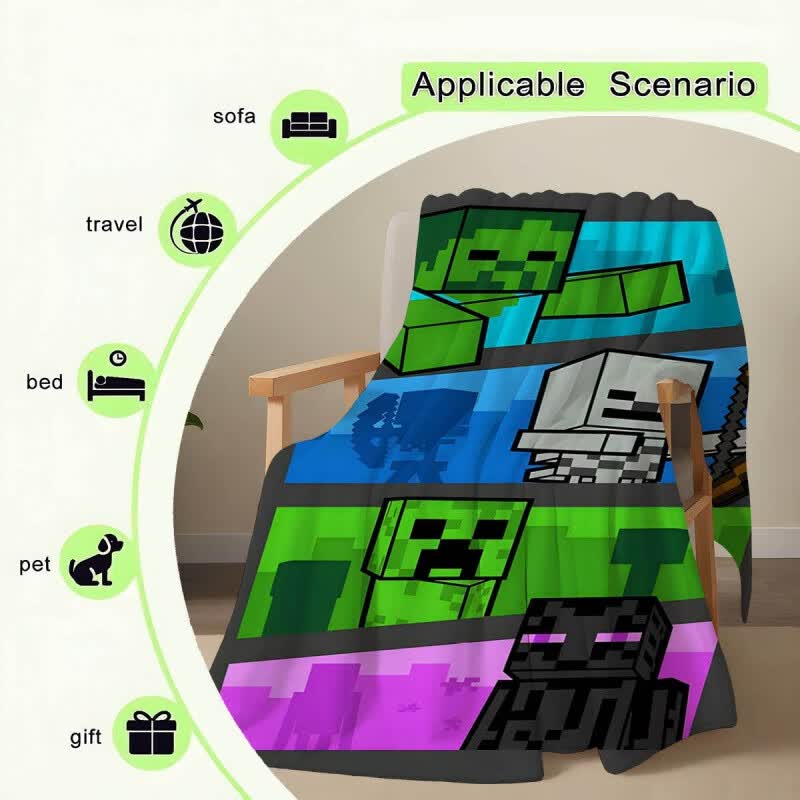 minecraft Cartoon Peripheral game Blanket: Universal nap blanket for game enthusiasts, sofa cover blanket, Minecraft Game 130x150cm [Single blanket] thumbnail 3