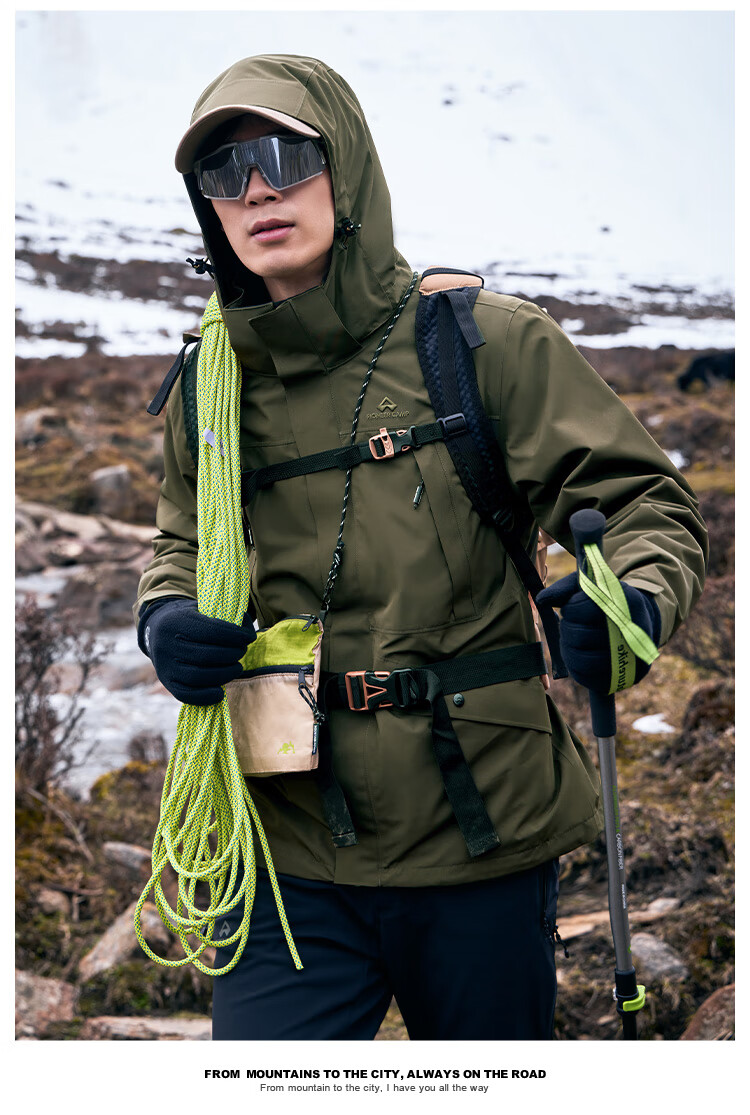 拓路者（Pioneer Camp）硬夹克中年男士登山冬季壳冲锋衣男户外防风防雨外套春秋款男士登山服中年夹克冬季保暖 黑色-单冲腋下拉链款 L详情图片20