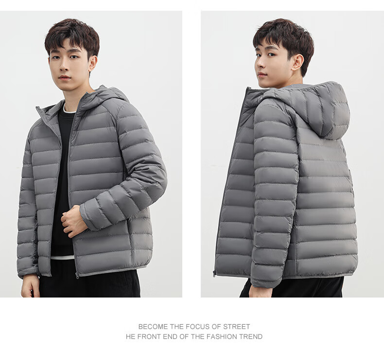 YAYA down Jacket for Men, Autumn And Winter Warmth, Solid Color Short Hooded Style, Unisex Lightweight down Coat, Suitable for Young And Middle-Aged Outdoor Activities 11