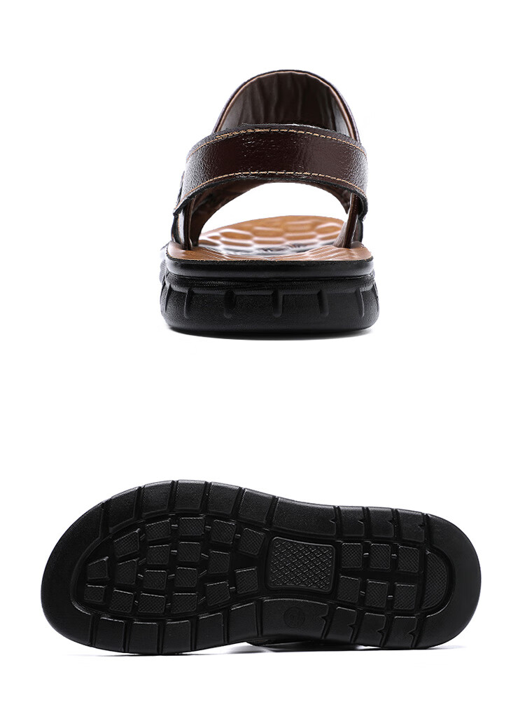 CARTELO Genuine Leather Sandals for Men, Breathable Top-Grain Leather Beach Shoes, Men's Outdoor Dual-Wear Slippers 9252 Brown Size 38 23