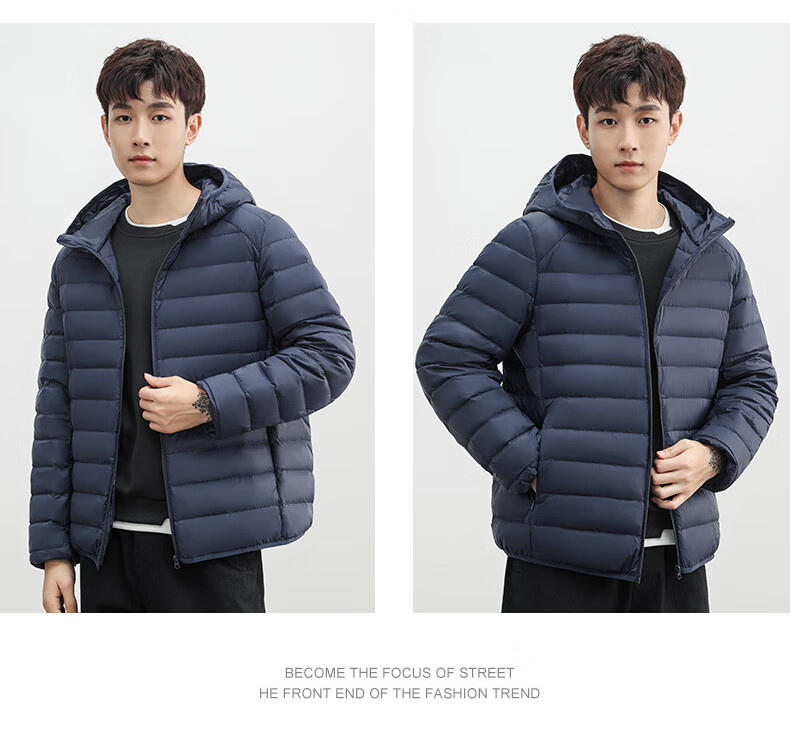 YAYA down Jacket for Men, Autumn And Winter Warmth, Solid Color Short Hooded Style, Unisex Lightweight down Coat, Suitable for Young And Middle-Aged Outdoor Activities 10