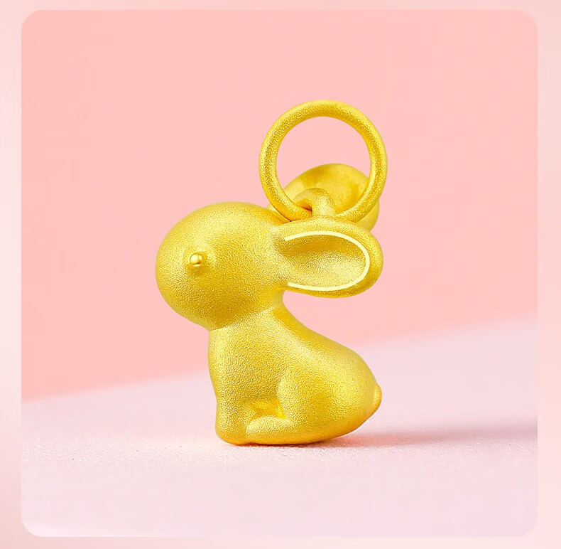 老凤凰吊坠兔 3d硬金足金望月玉兔吊坠男女款 十二生肖小兔子挂坠