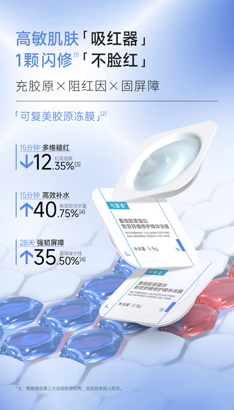 可复美胶原冻膜 重组胶原蛋白致安舒缓修护精华冻膜 阻红因  固屏障 胶原冻膜 10颗/盒