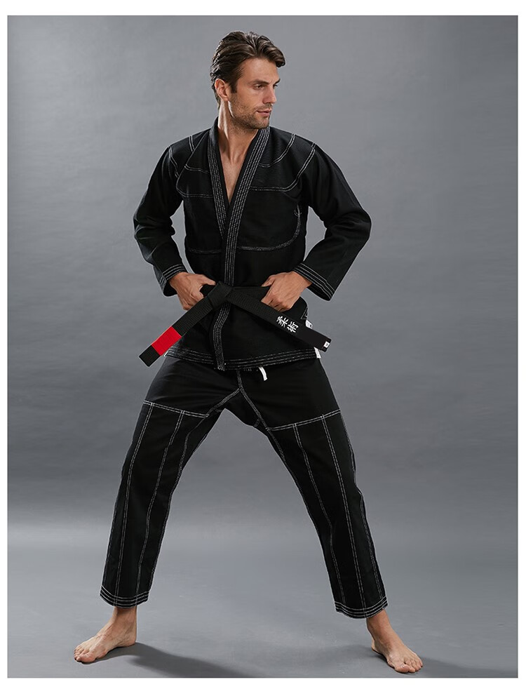 巴西柔术道服男女2019新款训练柔术防磨服儿童柔术服黑蓝白定制 柔(白