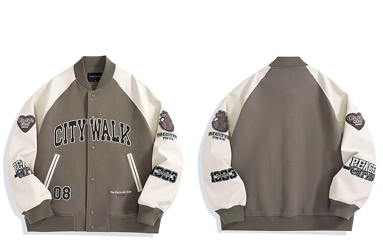 Taipingniao Men's Clothing [JINGDONG Exclusive], Jacket American Retro Baseball Jacket Autumn Embroidery, Brown Yellow, XL 9