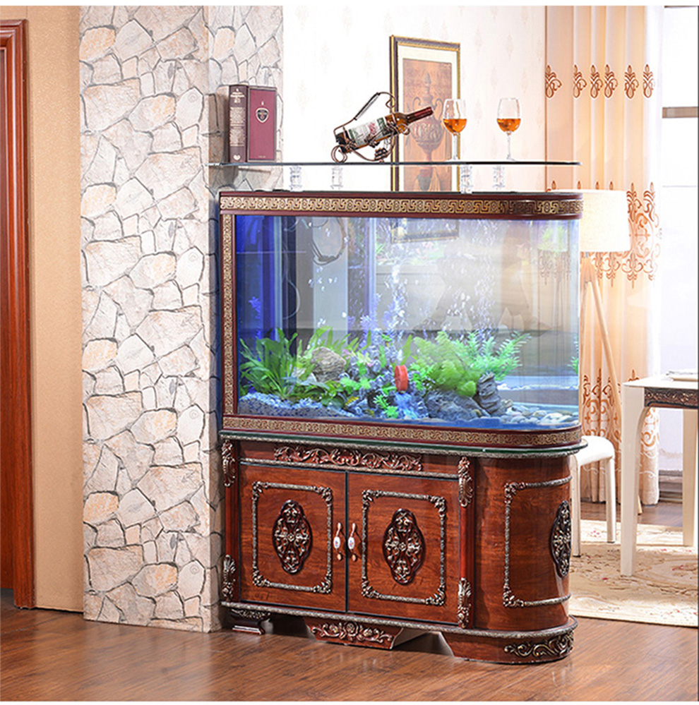 gdshangpin欧式鱼缸子弹头水族箱客厅下排水鱼缸底过滤免换水鱼缸大型