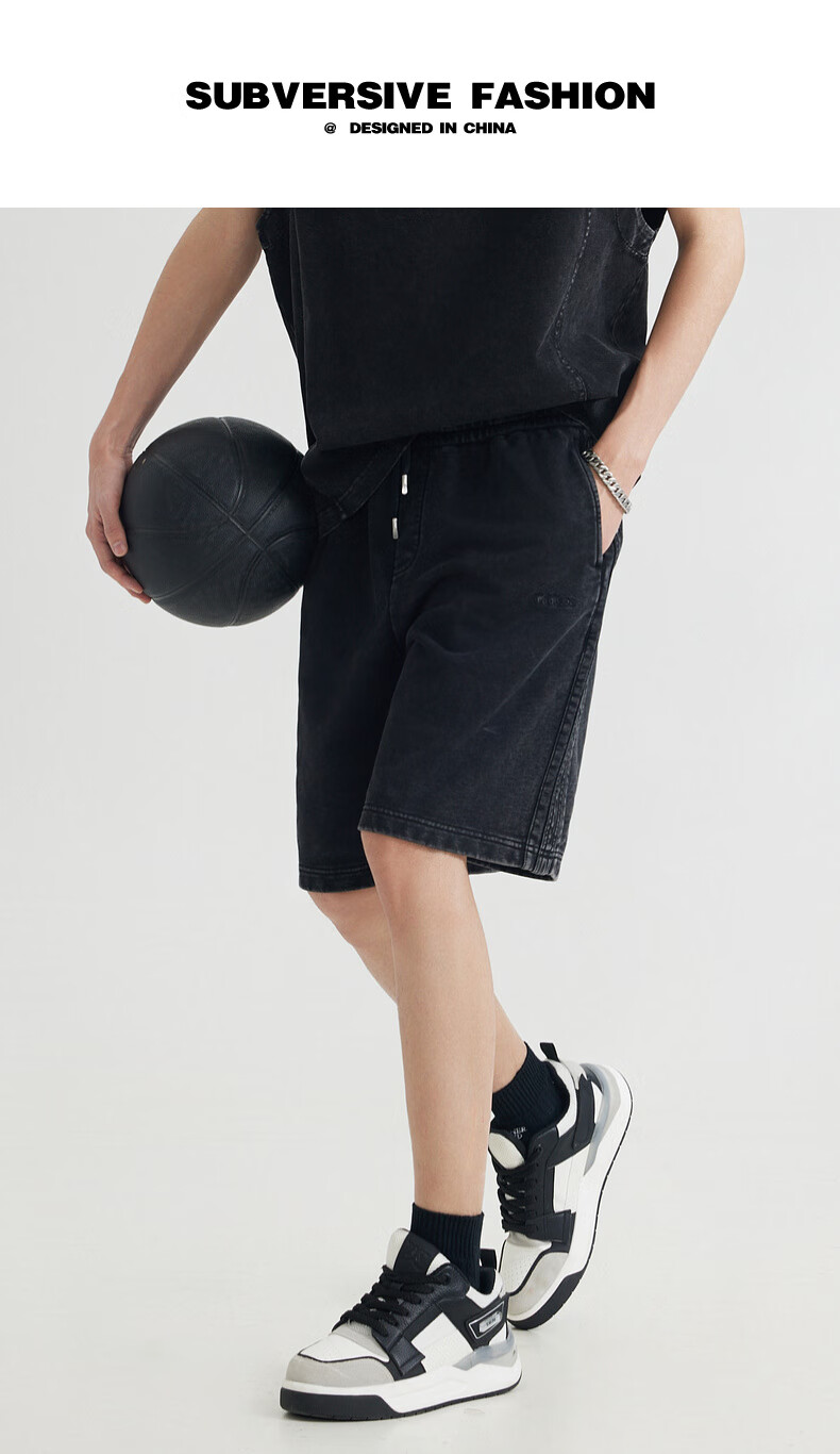 CABBEEN [Distressed Wash] Heavy Cotton Casual Shorts for Men, Summer 2025, Loose-Fitting Breathable Versatile Five-Point Swim Trunks 13