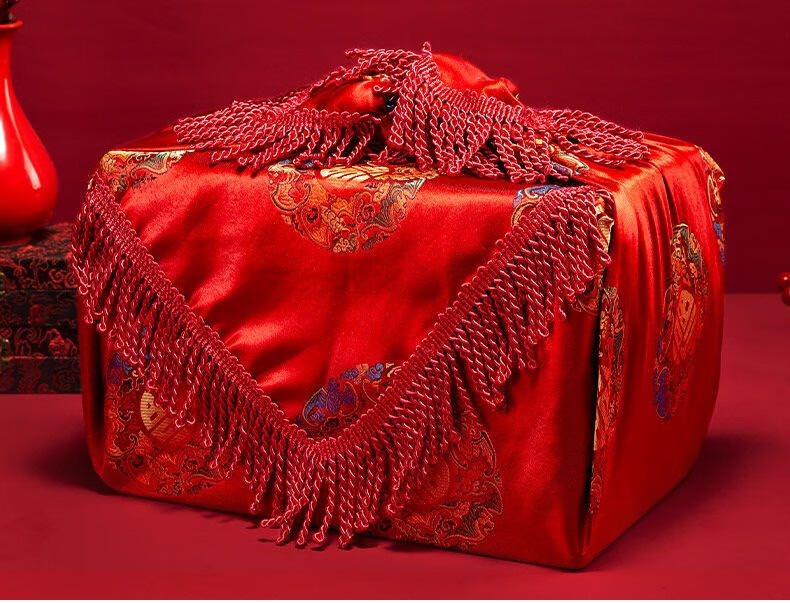 fgacct 结婚包袱皮新娘陪嫁嫁妆红布女方包喜盆大号红包裹布婚庆用品