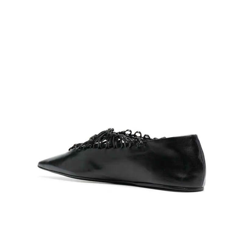 吉尔桑达jil sander 平底鞋女士奢侈品黑色结饰网眼芭蕾舞鞋 001 37.