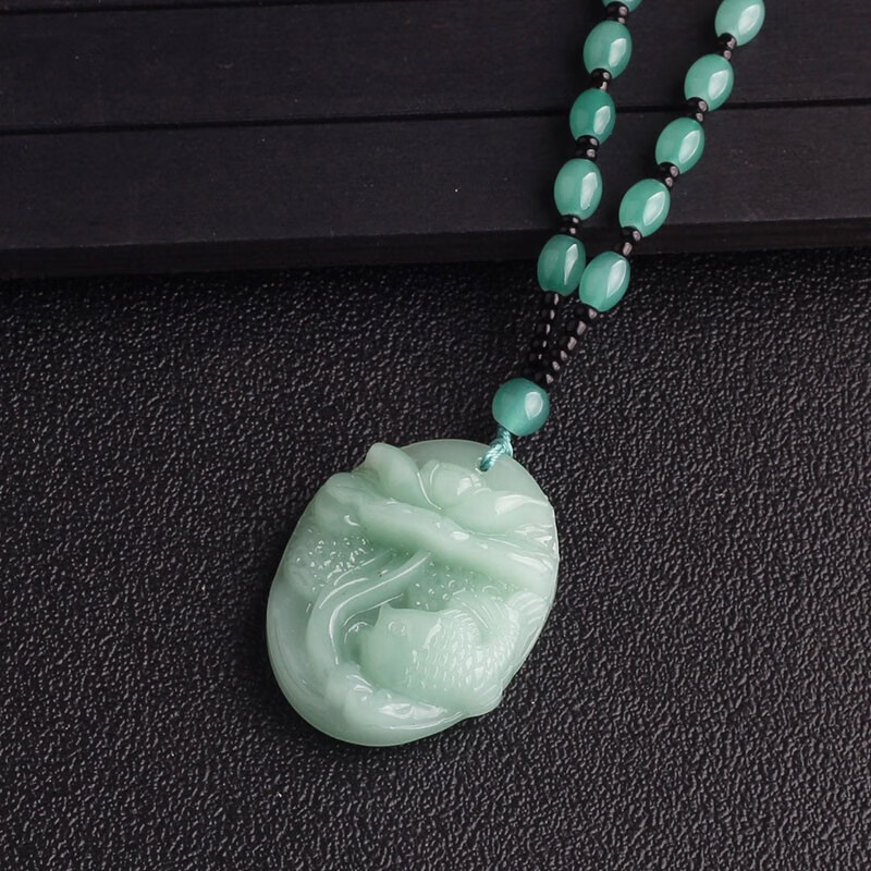 rai青玉石项链关公平安扣菩萨佛貔貅翡翠男女士长款毛衣项链吊坠情侣