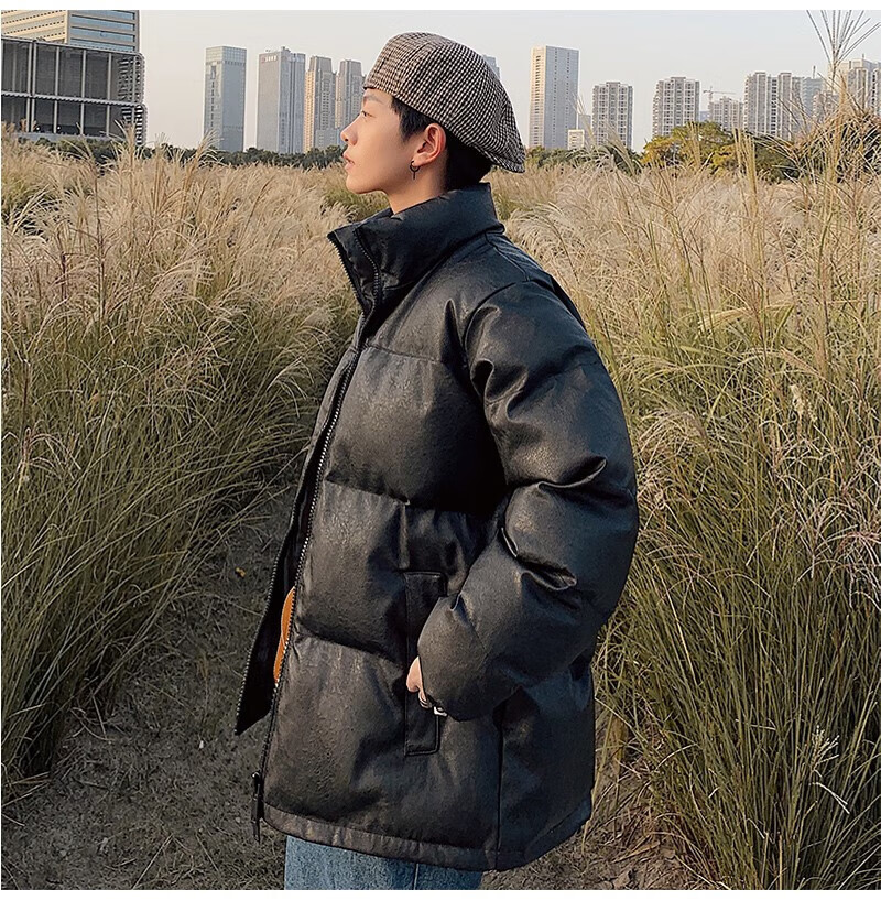 动感时尚北面皮质新国标羽绒服男皮羽绒防寒服冬季加厚宽松立领大·码