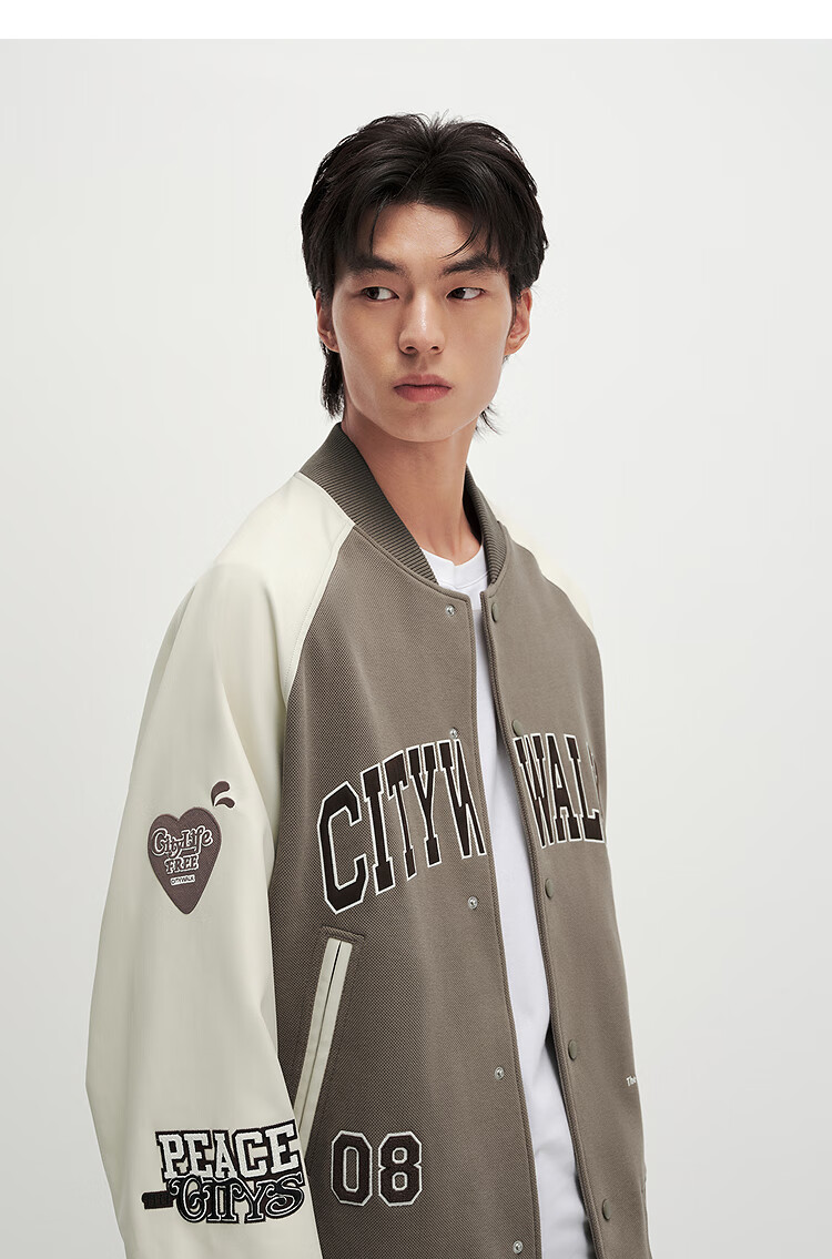Taipingniao Men's Clothing [JINGDONG Exclusive], Jacket American Retro Baseball Jacket Autumn Embroidery, Brown Yellow, XL 7