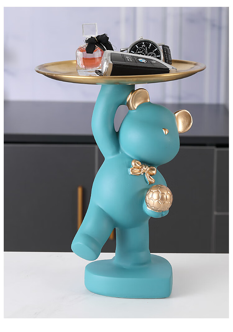 好运顺暴力熊玄关钥匙收纳小摆件客厅电视柜家居桌面托盘装饰品结婚