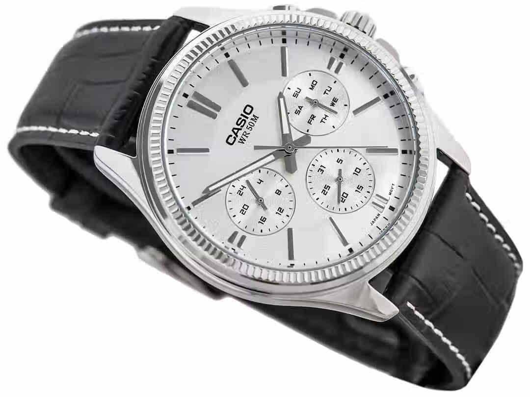 卡西欧(casio) 手表男防水三眼石英表白领商务男士钢铁之心mtp-1375l