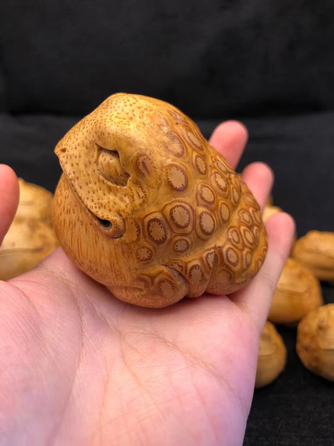 盘道竹根雕满钉入门级凸钉金蟾文玩手把件b1款金蟾不带配饰尺寸45482