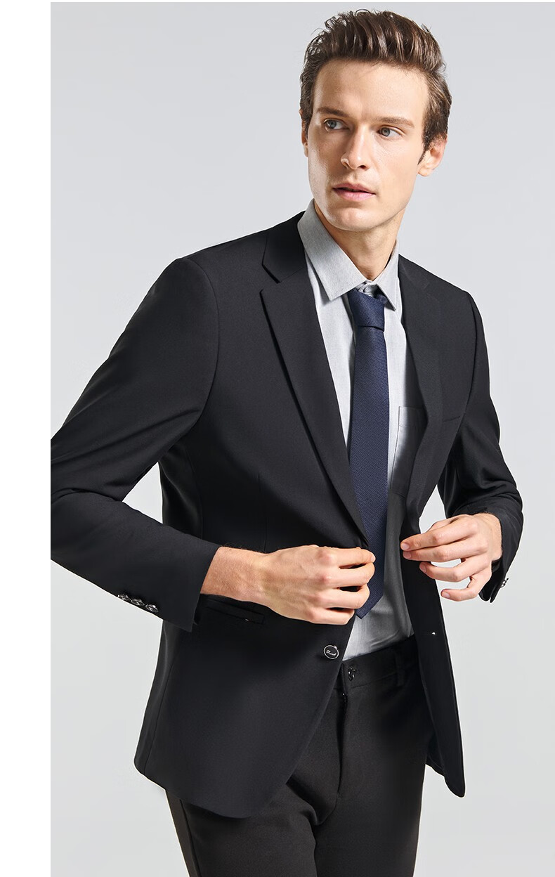 SHANSHAN Men's Suit Jacket for Spring And Autumn, Solid Color Two-Button Wrinkle-Resistant Professional Formal Wear Business Casual Blazer 15