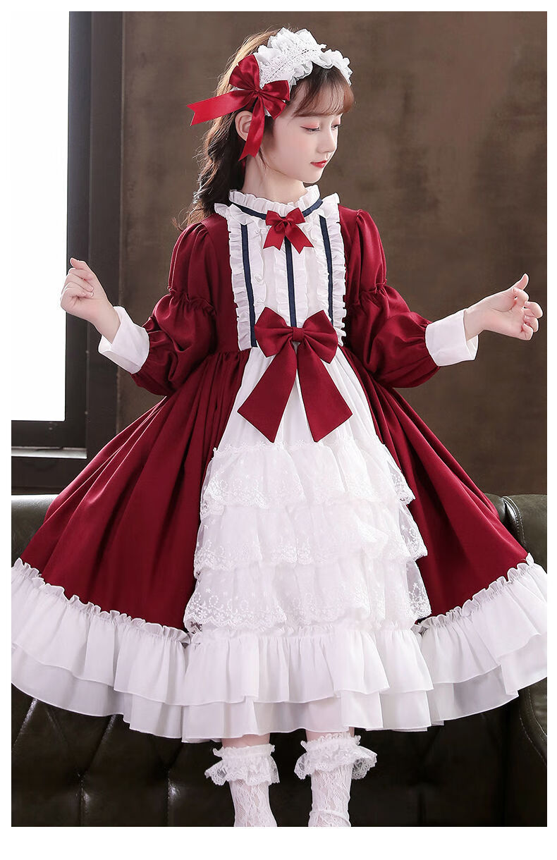 格洛基儿童洛丽塔裙子春秋季女童长袖中大童8-14岁学生公主裙女孩子