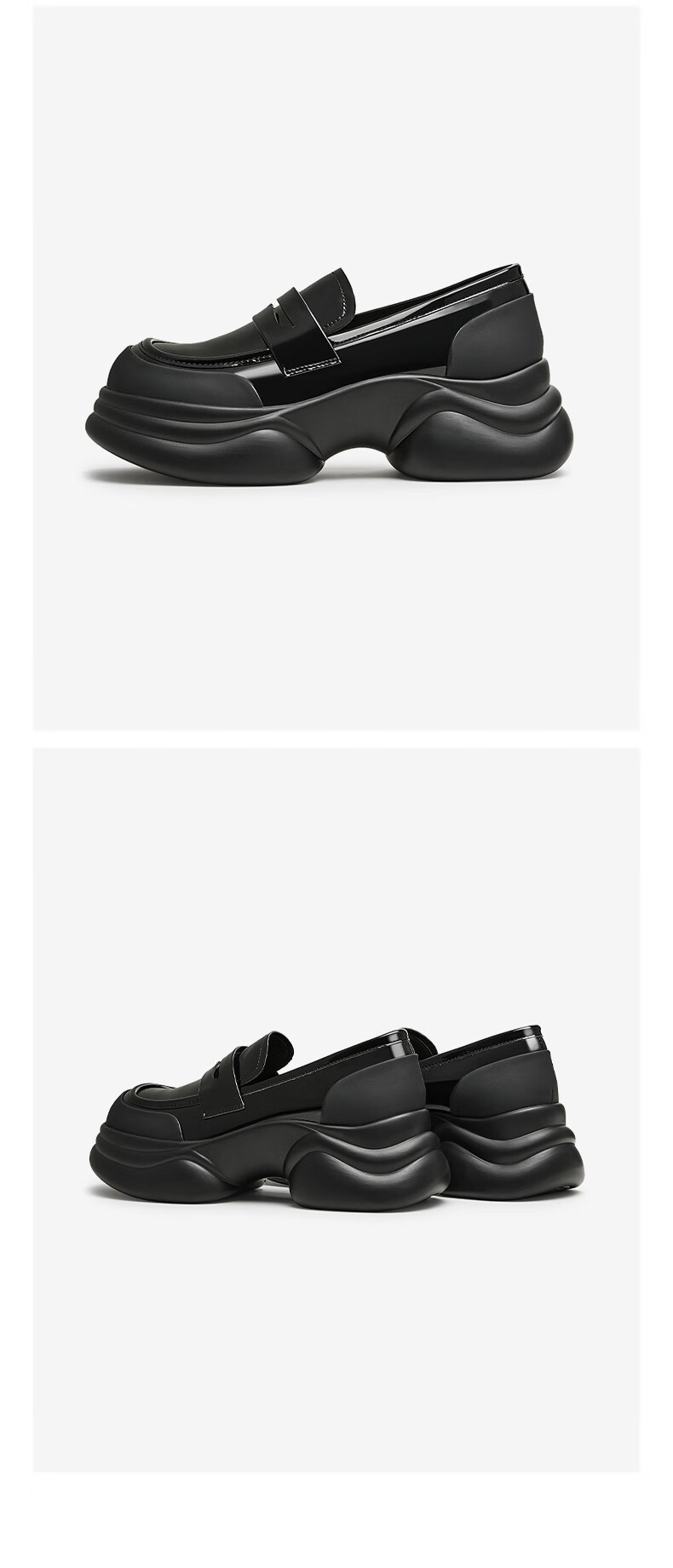 TATA Little Wave Casual Platform Loafers Women's Shoes Black CA5 38 5