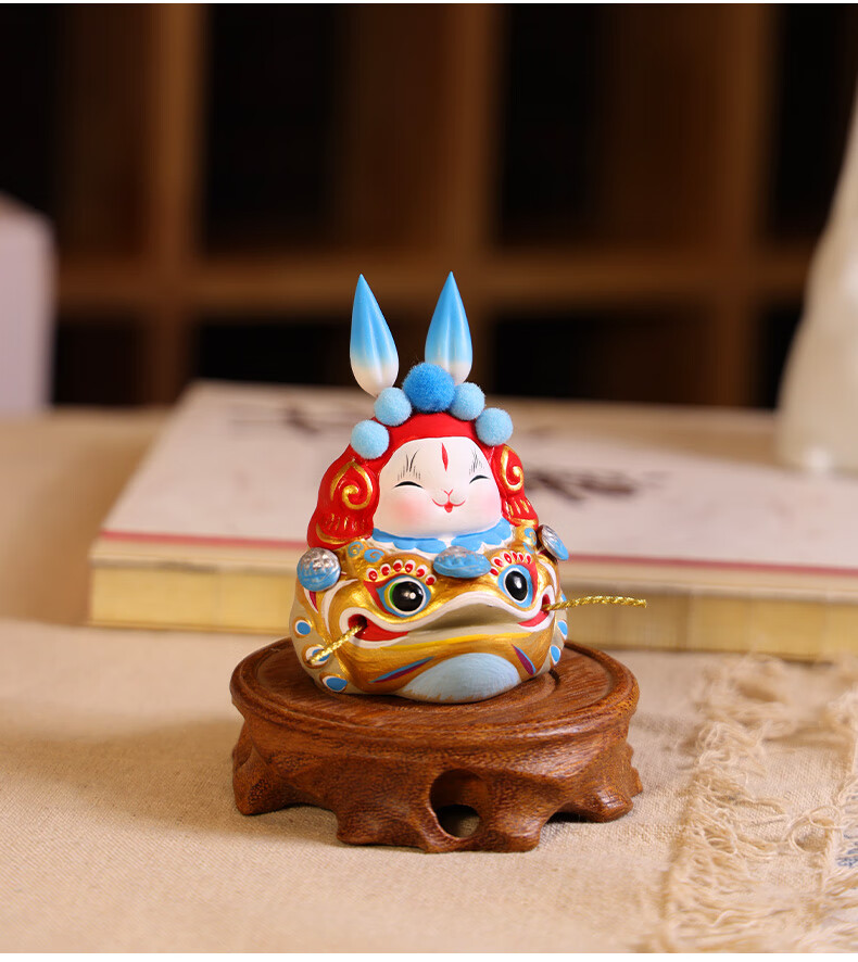 Jitu Workshop Golden Toad Handmade Clay Desktop and Car Wealth Attracting Ornament Beijing Rabbit Lord Souvenir Entryway Decoration Gift 3