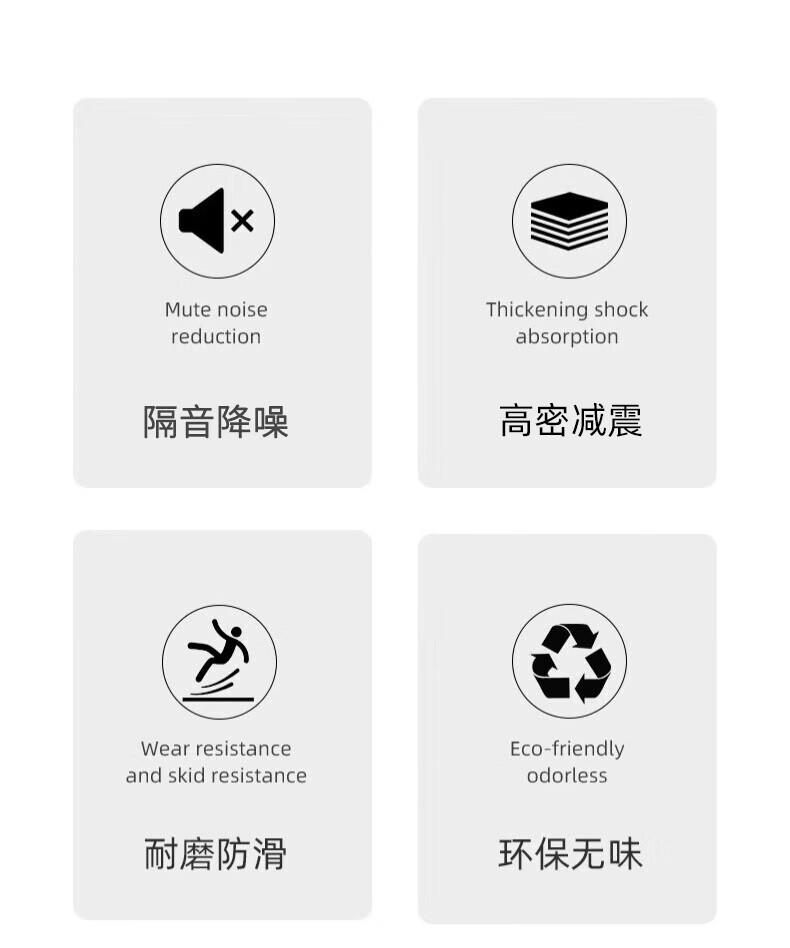 珈柔健身房地垫隔音减震家用高密度运动地板防震拼接楼层地胶橡胶地毯 高密度1*1米 厚2cm 黑灰双面 商品详情图 5