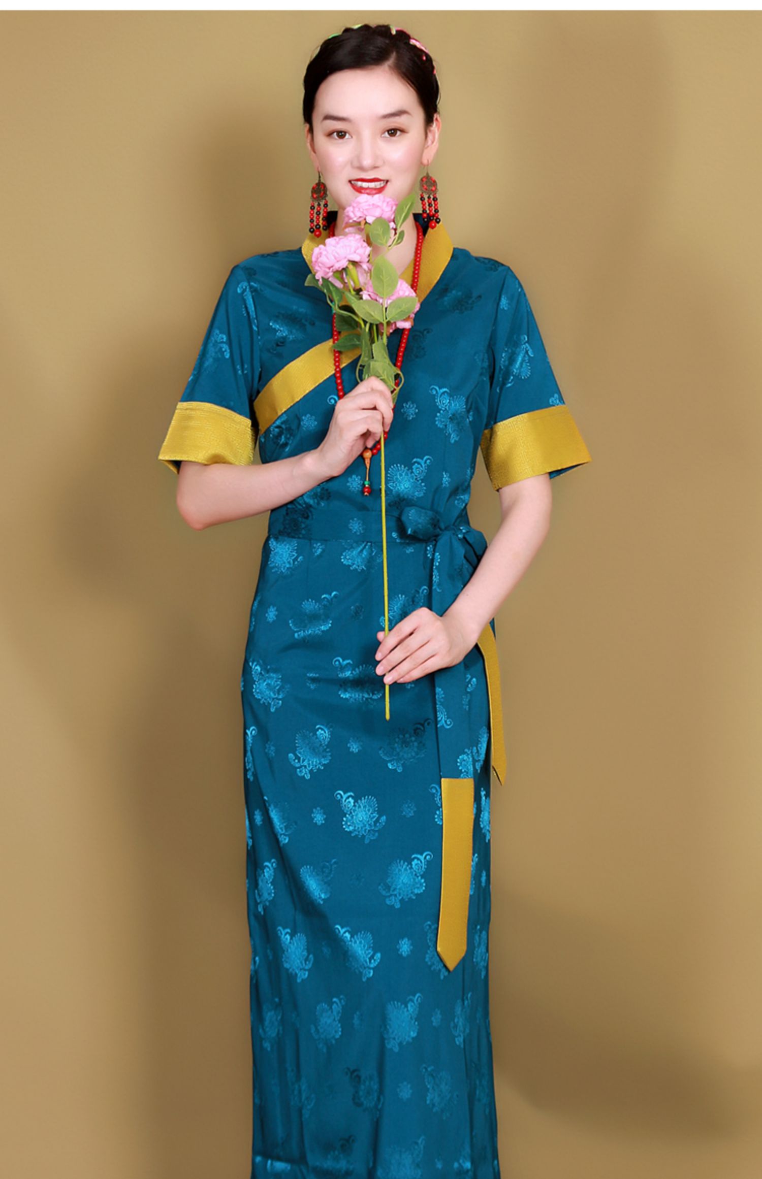 荧火仙子藏族服装女成人夏季藏装短袖西藏服民族风博拉高档冰丝藏袍