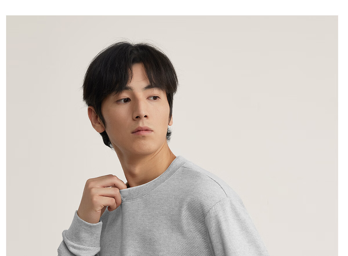 MARKLESS Men's 2025 Autumn New Loose Fit Khaki Green Layered Long Sleeve Sweatshirt, Size L, Model 5406 17