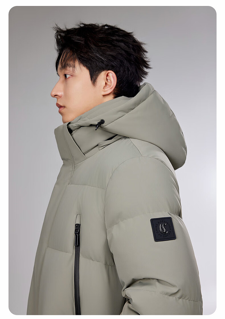 CABBEEN Men's Long Waterproof Windproof Down Jacket with Zipper Pockets, Versatile Daily Wear, Winter 2025 10