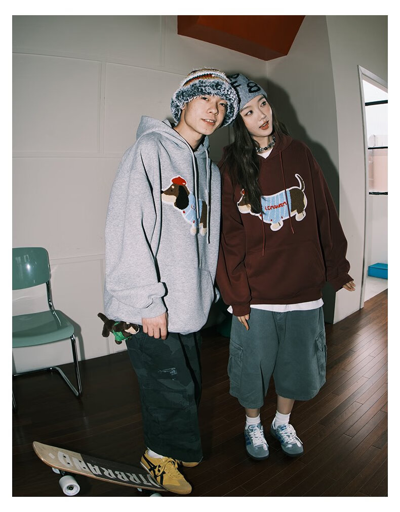 LEMANISM Sweatshirt for Men, Sausage Dog 2025 Spring And Autumn Long-Sleeve T-Shirt, Hooded Pullover, Loose-Fitting Couple's Jacket for Wome 22