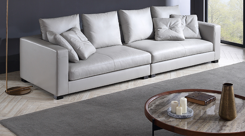 向所意式现代简约头层全真皮羽绒沙发设计师四人位皮艺沙发cb025 半