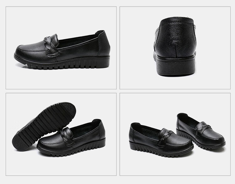 EGCHI Women's Shoes, Middle-Aged And Elderly Mom Shoes, Ladies Leather Shoes, Loafers, HD7518 Casual Style, Size 41 38