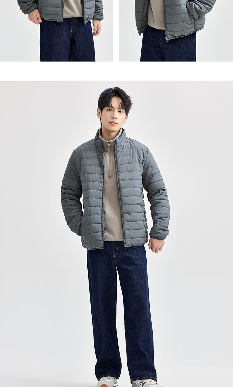 Giordano Men's Cotton Padded Jacket Autumn Winter New Solid Color Stand Collar Warm Cotton Coat 13075816 15