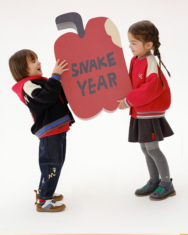 M.Latin Children's Outerwear Jacket, Spring 2025 New Style, Boys And Girls Preppy Style, Year of The Snake, Greedy Snake New Year's Outfit Jacket 3