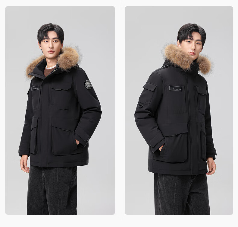 SNOWFLYING 2025 New Men's Winter Mid-Length Down Jacket Warm Simple Business Casual Windproof Durable Cold-Resistant Coat 7