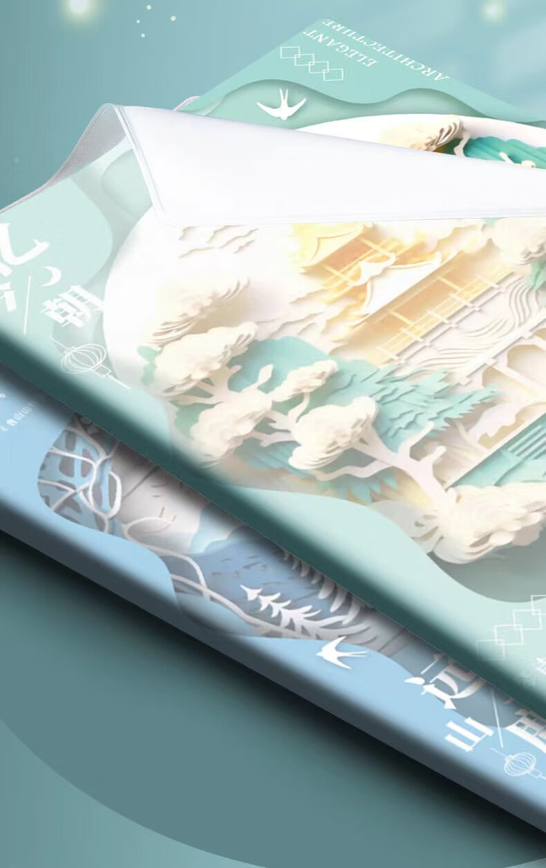 JEAN MISS国风笔记美妆子A5线圈本创意线圈学生加厚线圈高颜螺旋画工具 国风线圈本 4件