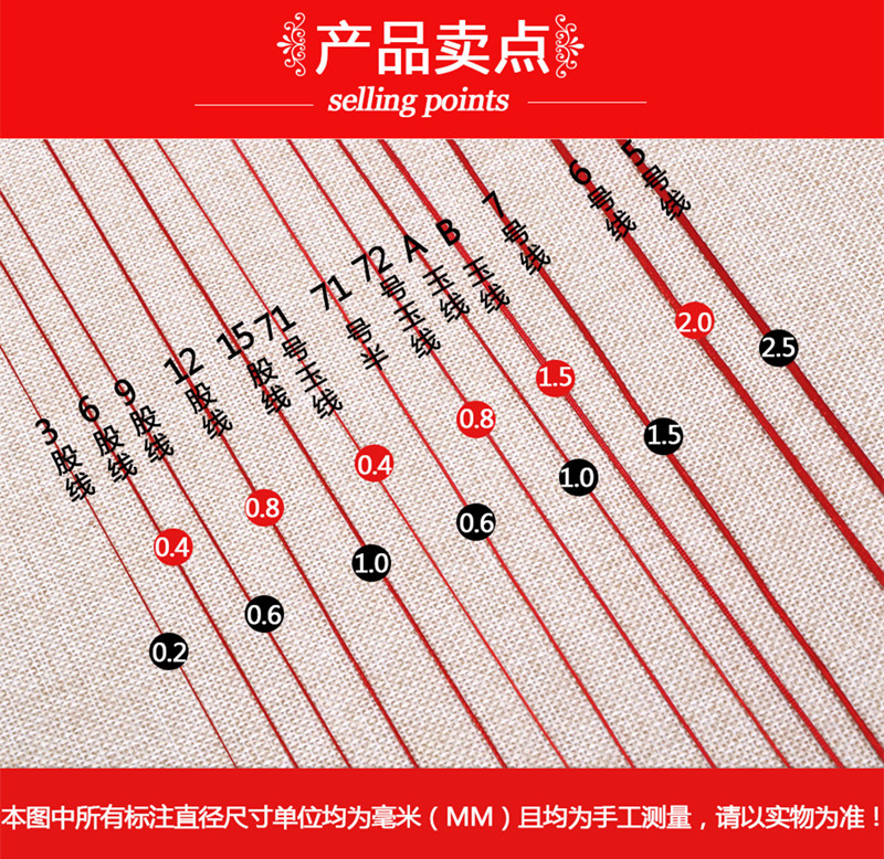 中国结线材5号6号7号线玉线红绳子项链吊坠手链编手绳diy细编织线