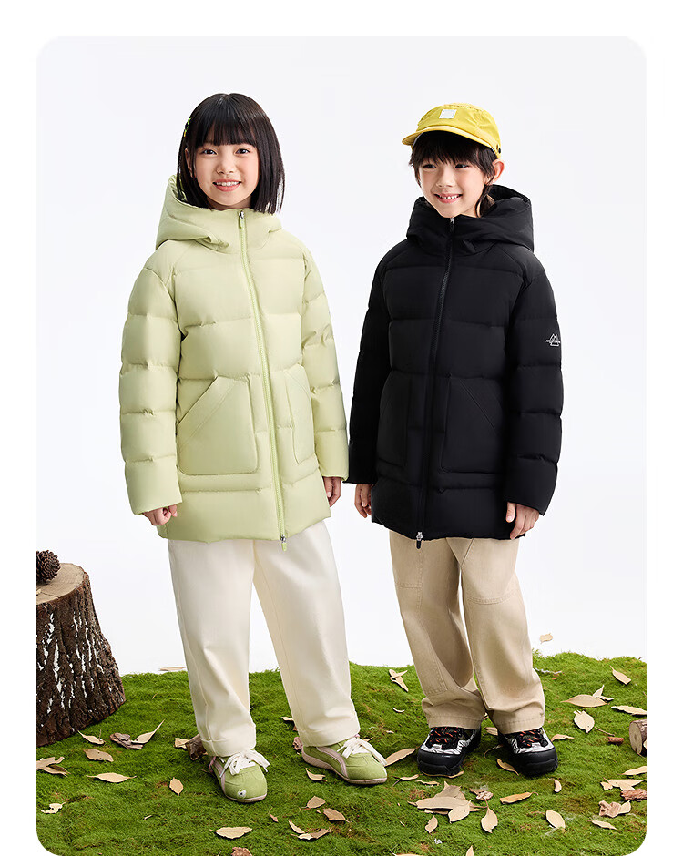 Annil Kids Boys and Girls Thermal Mid-Length Down Jacket 2025 Winter New Cold-Resistant Snow Willow Green 110 6