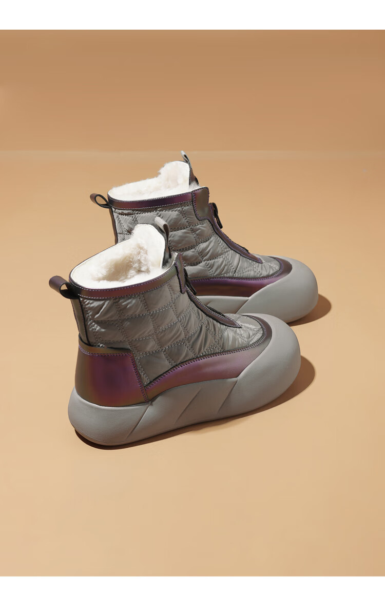 DAPHNE Winter Warm Thick-Soled Non-Slip Furry Snow Boots Northeast Cotton Short Boots Apricot 38 5