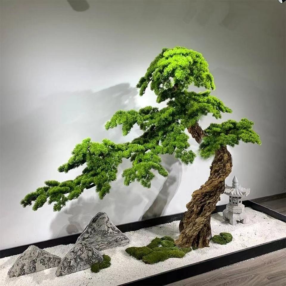 采缇(caiti)仿真迎客松罗汉松假松树商场酒店装饰造型绿植景观摆件
