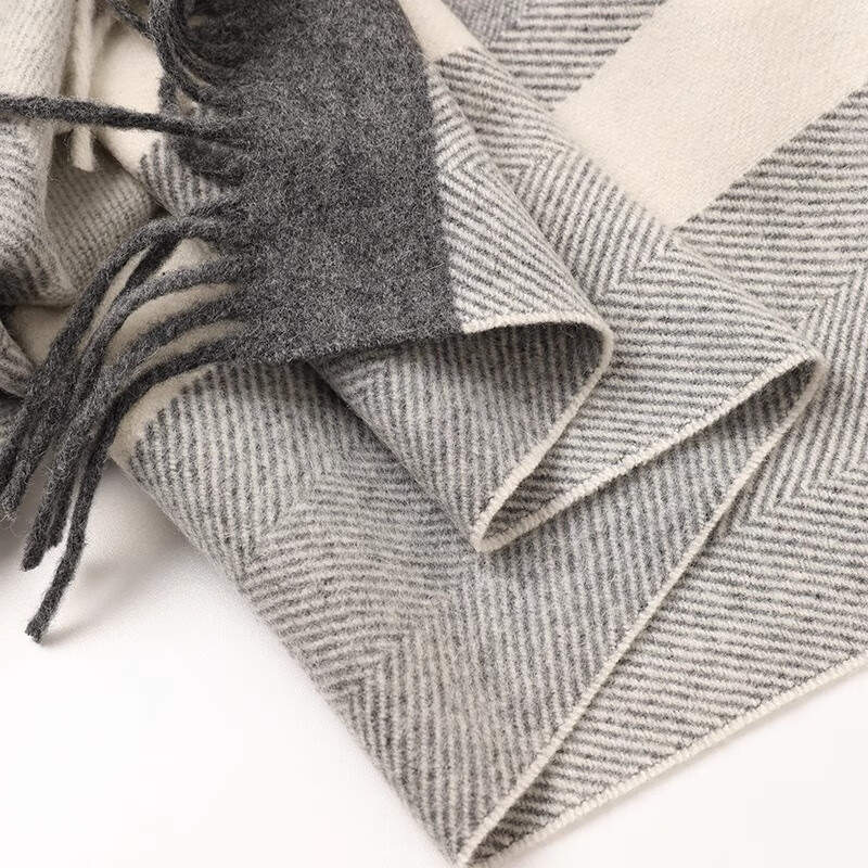 BOHOBOCO Pure Wool Herringbone Shawl Summer Air-Conditioned Room Nap Blanket Scarf Cape Dual-Use [Gift Box] Oatmeal Color 21