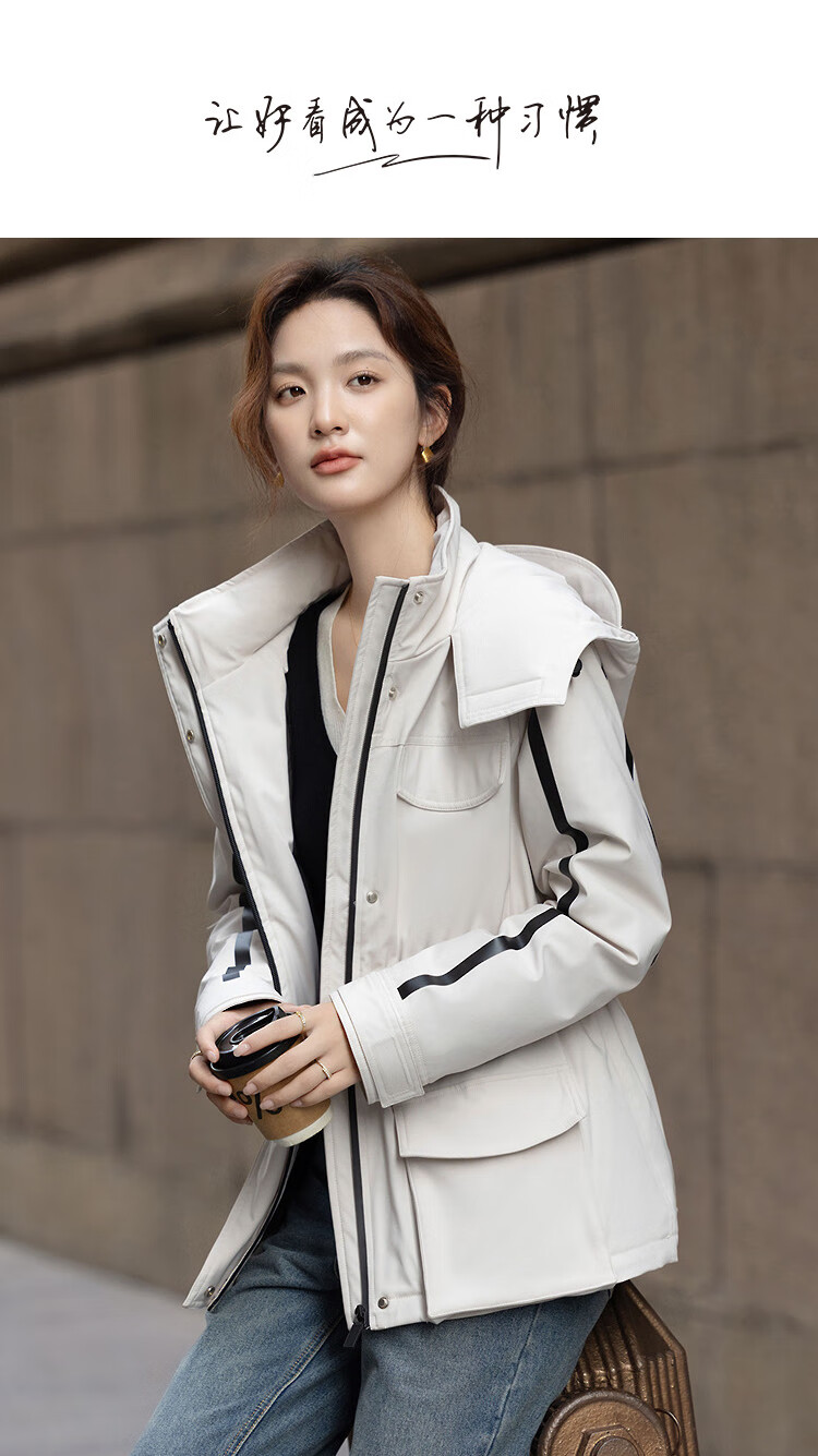 Demana Nordic Jacquard Cotton Three-Proof Winter 90% Goose Down Parachute Large Pocket Nylon Belt Women's Down Jacket 1