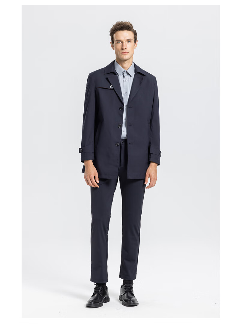 SHANSHAN High-End Trench Coat for Young And Middle-Aged Men, Mid-Length Solid Color Wrinkle-Resistant Casual Seamless Pressed Jacket Father's Day Outerwear 5