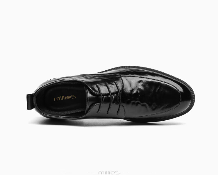 Millies Top-Grain Leather Men's Shoes, British Formal Business Shoes, Shiny Graduation Interview Leather Shoes for Men U1291, Black, Size 39 16