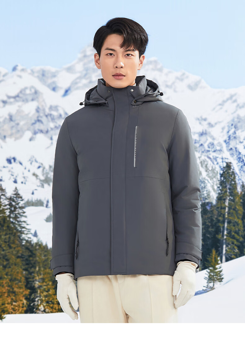 Goldlion GY Men's Three-Proof Anti-Feather-Leak Warm Hooded Down Jacket DGH0226-MK104 Black 2XL 3