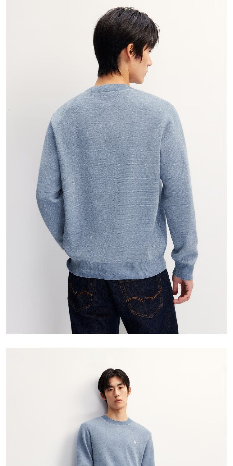 JACK&JONES Men's Autumn Sweater Knitwear Casual Solid Color Skin-friendly Embroidered Trendy Long Sleeve Top 225313025 8