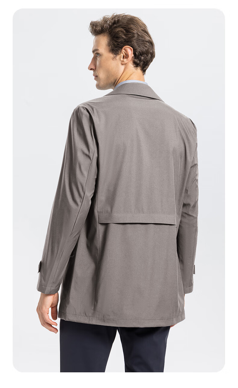 SHANSHAN High-End Trench Coat for Young And Middle-Aged Men, Mid-Length Solid Color Wrinkle-Resistant Casual Seamless Pressed Jacket Father's Day Outerwear 8