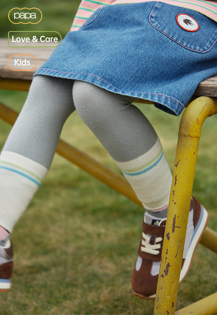 Papa Spring Children's Leggings Socks for Girls, High Elasticity Skin-Friendly Color-Block Versatile Stylish Trendy Outer Wear 1