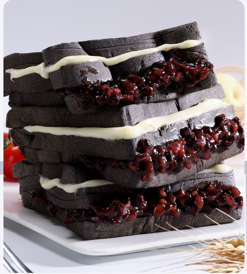 宓蝶 千丝五黑紫米面包整箱早餐手撕低脂全麦糕点心健康休闲小吃零食