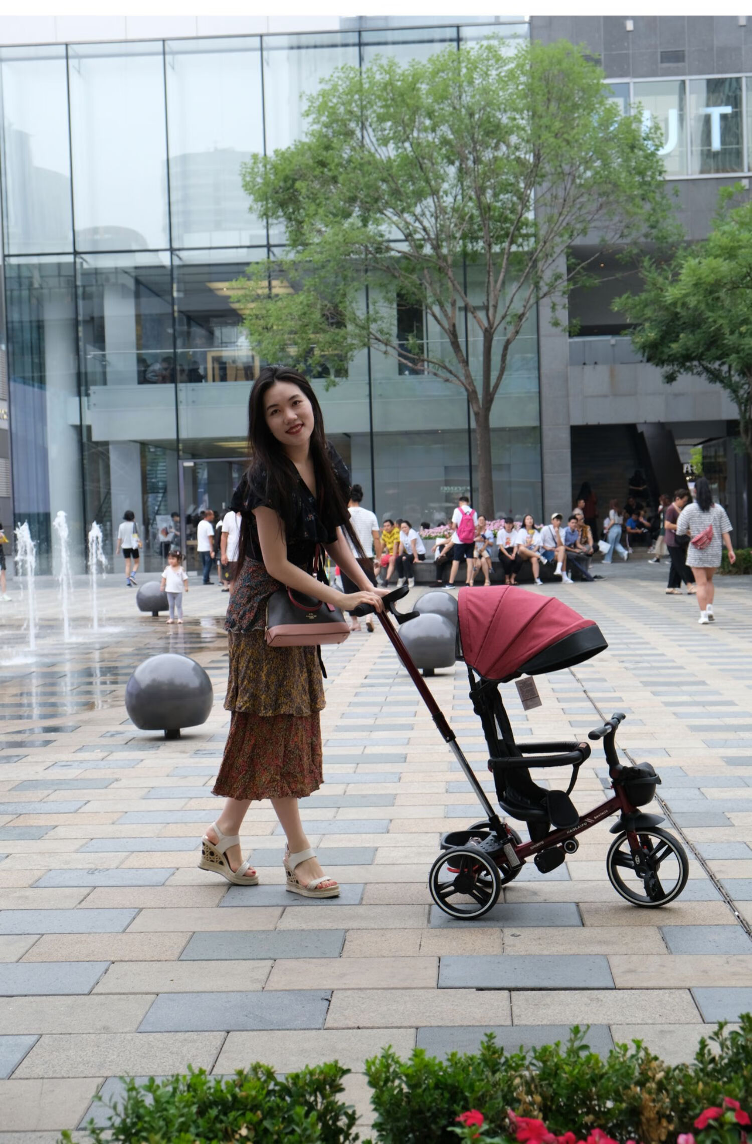 好莱福遛娃神器儿童三轮车手推三轮车折叠双向推行宝宝脚踏车15岁便携